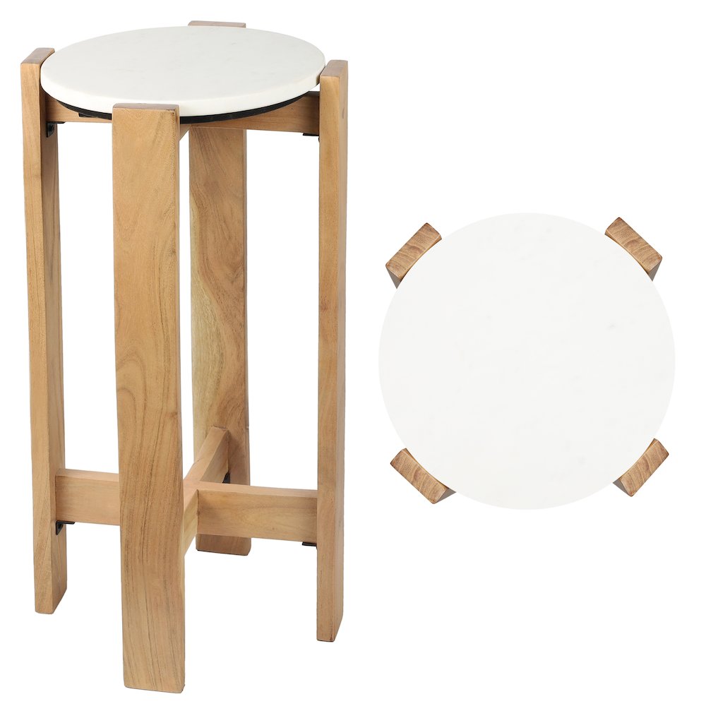 Elena 24" Minimalist Round Wood Drink Table