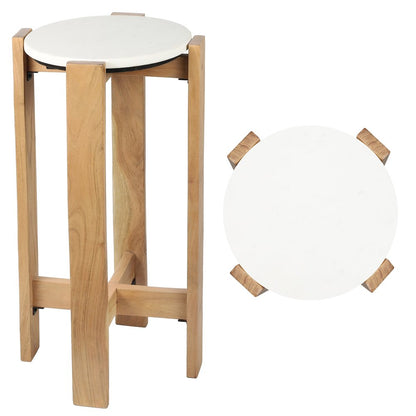 Elena 24" Minimalist Round Wood Drink Table