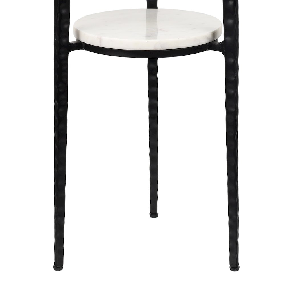 Seraphina Modern 25" Round White Marble 2-Tier Drink Table