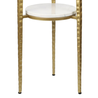 Seraphina Modern 25" Round White Marble 2-Tier Drink Table