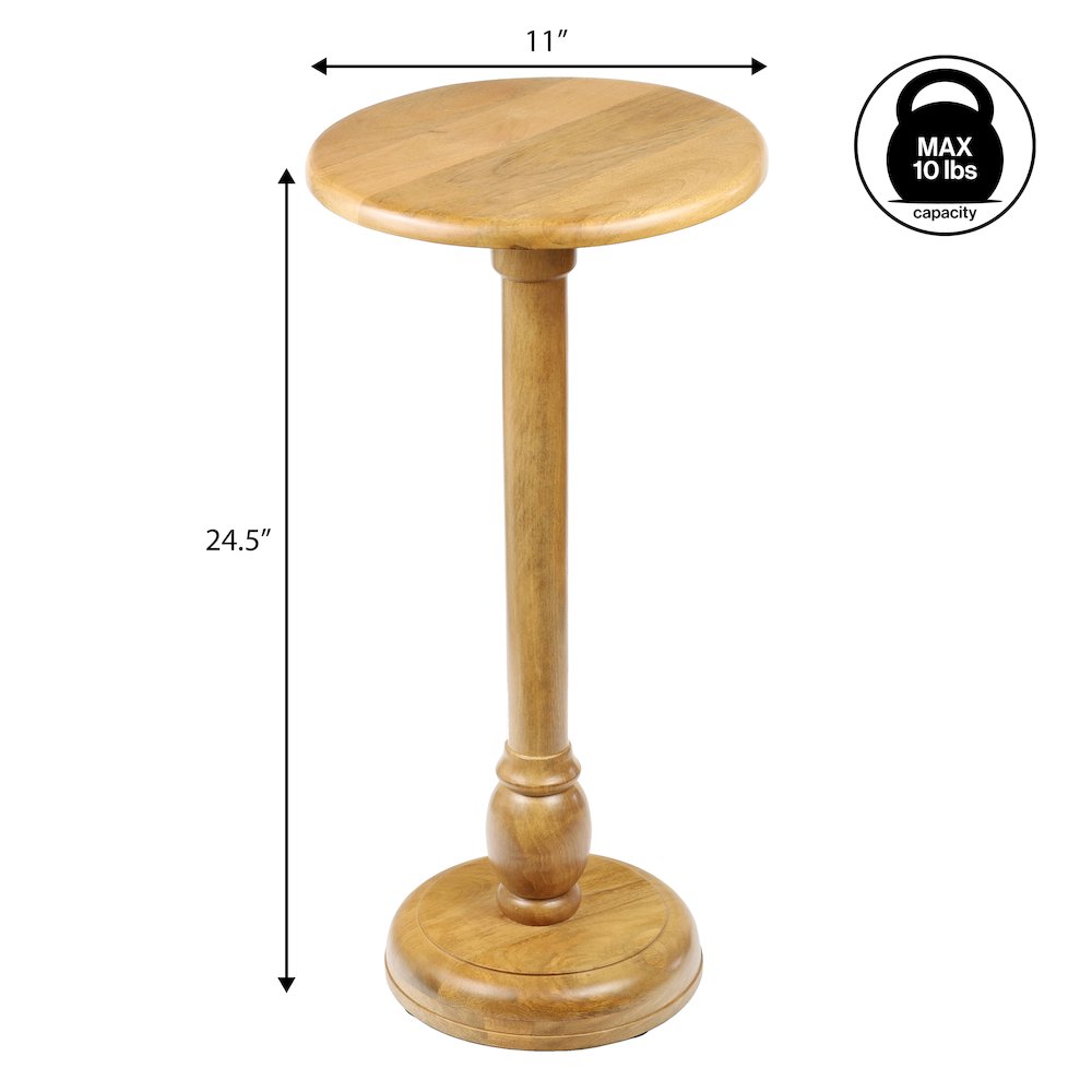 Leopold 24.5" Traditional Solid Mango Wood Round Pedestal Drink Table