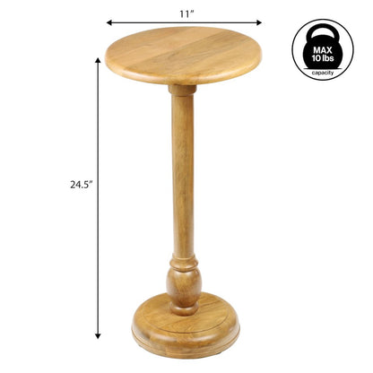 Leopold 24.5" Traditional Solid Mango Wood Round Pedestal Drink Table