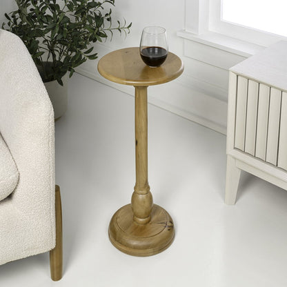 Leopold 24.5" Traditional Solid Mango Wood Round Pedestal Drink Table