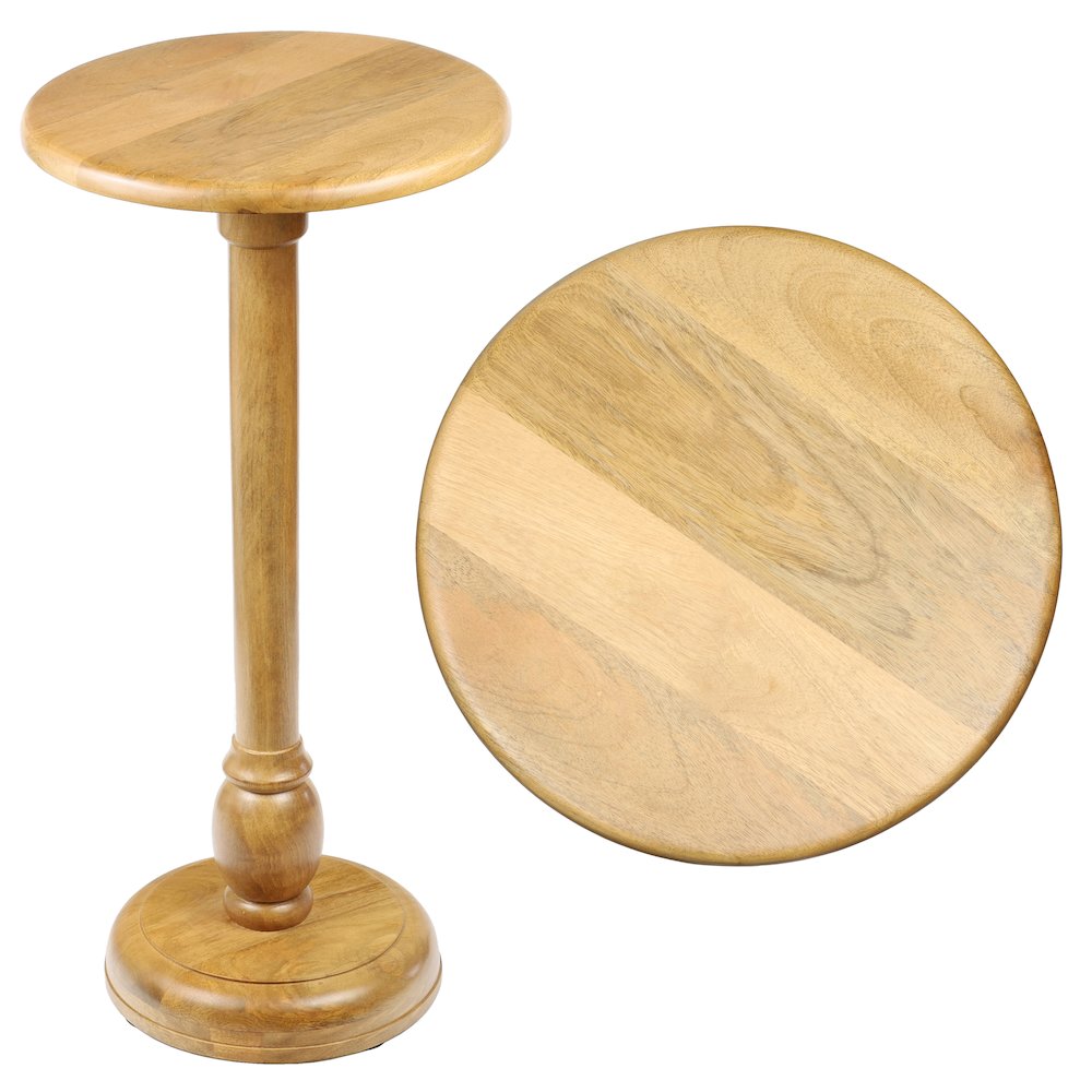 Leopold 24.5" Traditional Solid Mango Wood Round Pedestal Drink Table