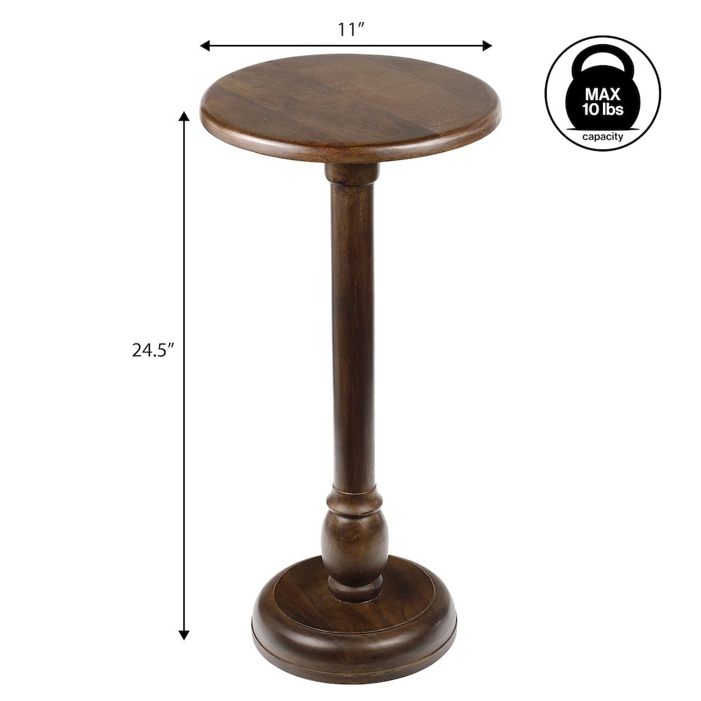 Leopold 24.5" Traditional Solid Mango Wood Round Pedestal Drink Table