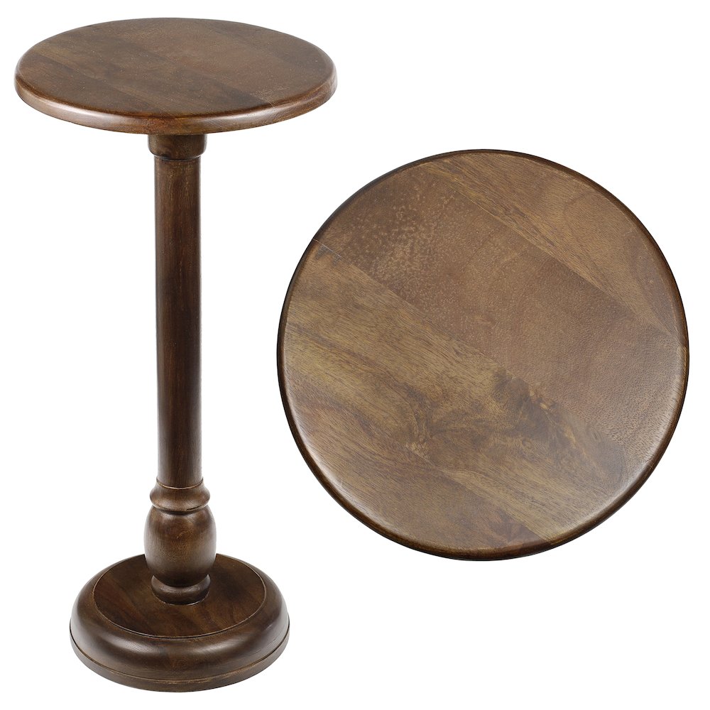 Leopold 24.5" Traditional Solid Mango Wood Round Pedestal Drink Table