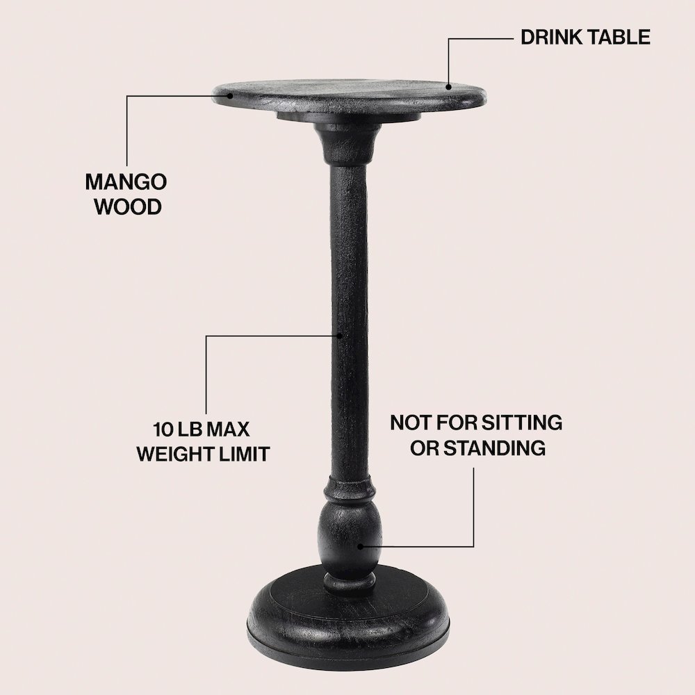 Leopold 24.5" Traditional Solid Mango Wood Round Pedestal Drink Table