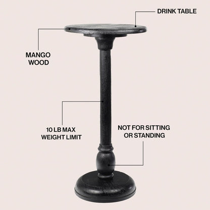 Leopold 24.5" Traditional Solid Mango Wood Round Pedestal Drink Table