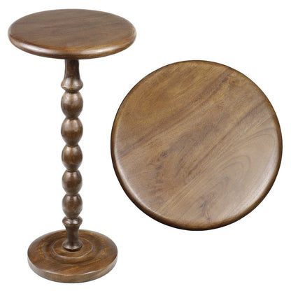 Augustus 11" x 24.5" Cottage Round Solid Mango Wood Spool Pedestal Drink Table