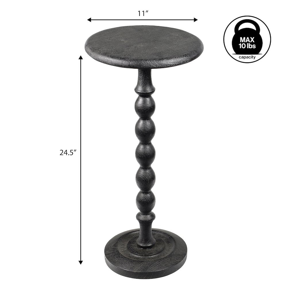 Augustus 11" x 24.5" Cottage Round Solid Mango Wood Spool Pedestal Drink Table