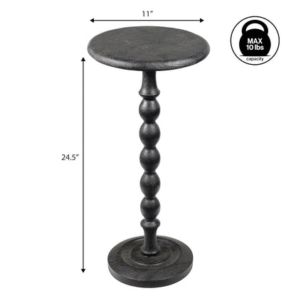 Augustus 11" x 24.5" Cottage Round Solid Mango Wood Spool Pedestal Drink Table