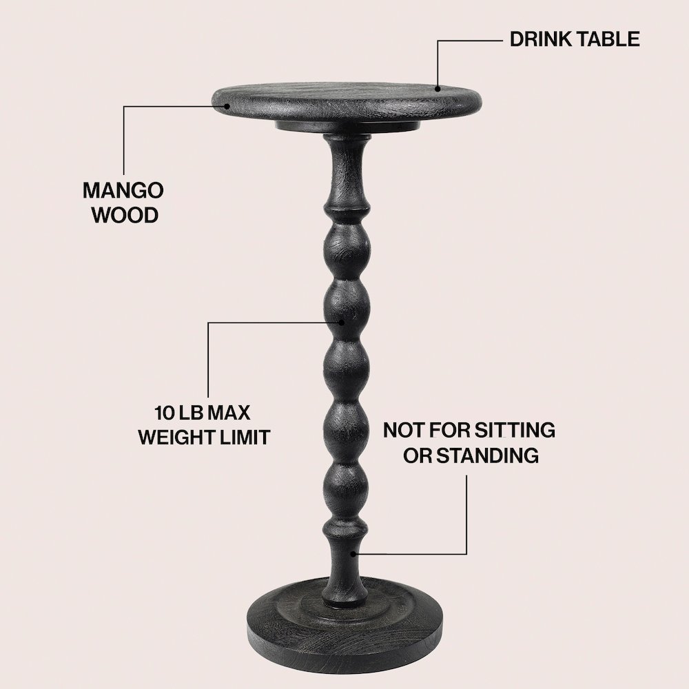 Augustus 11" x 24.5" Cottage Round Solid Mango Wood Spool Pedestal Drink Table