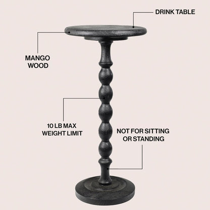 Augustus 11" x 24.5" Cottage Round Solid Mango Wood Spool Pedestal Drink Table