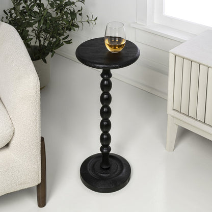 Augustus 11" x 24.5" Cottage Round Solid Mango Wood Spool Pedestal Drink Table