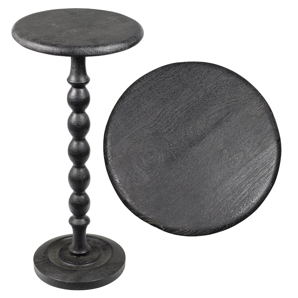Augustus 11" x 24.5" Cottage Round Solid Mango Wood Spool Pedestal Drink Table