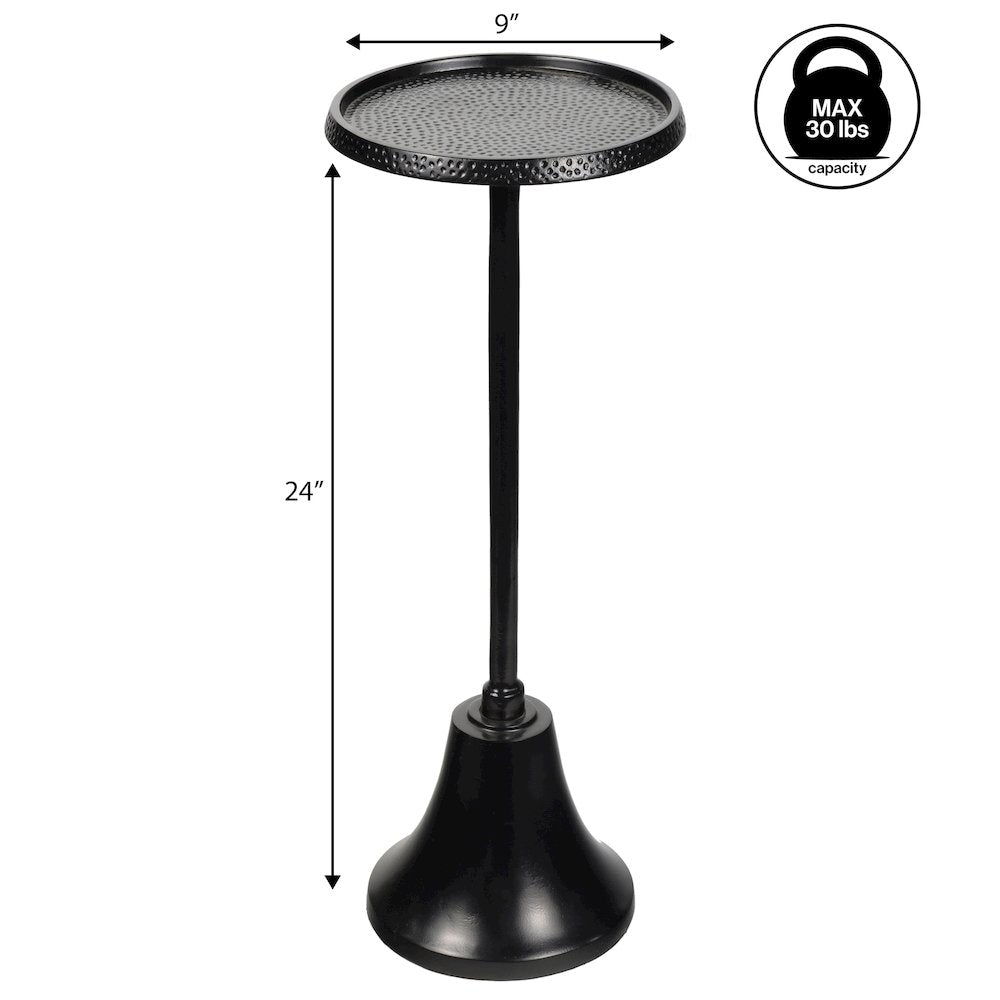 Irida Modern 24" Hammered Antique Black Round Pedestal Drink Table