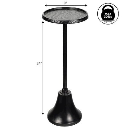 Irida Modern 24" Hammered Antique Black Round Pedestal Drink Table