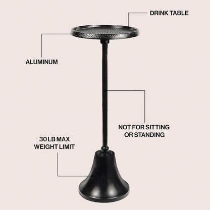 Irida Modern 24" Hammered Antique Black Round Pedestal Drink Table