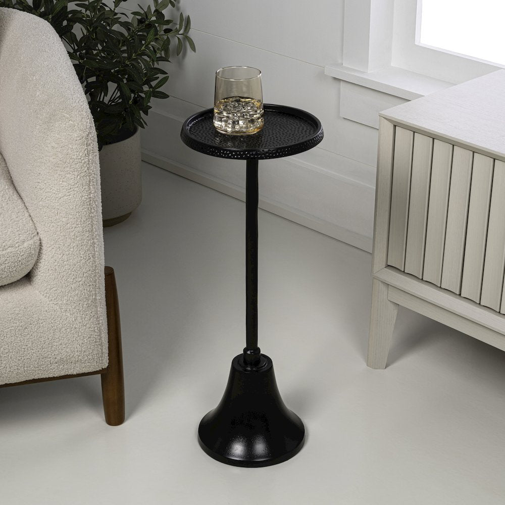 Irida Modern 24" Hammered Antique Black Round Pedestal Drink Table