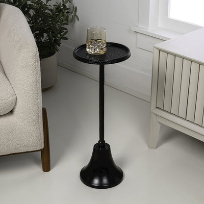 Irida Modern 24" Hammered Antique Black Round Pedestal Drink Table