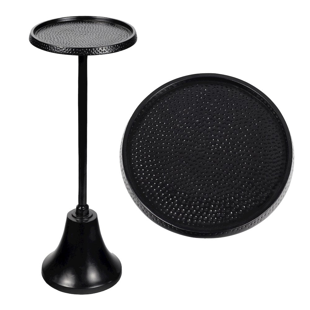 Irida Modern 24" Hammered Antique Black Round Pedestal Drink Table