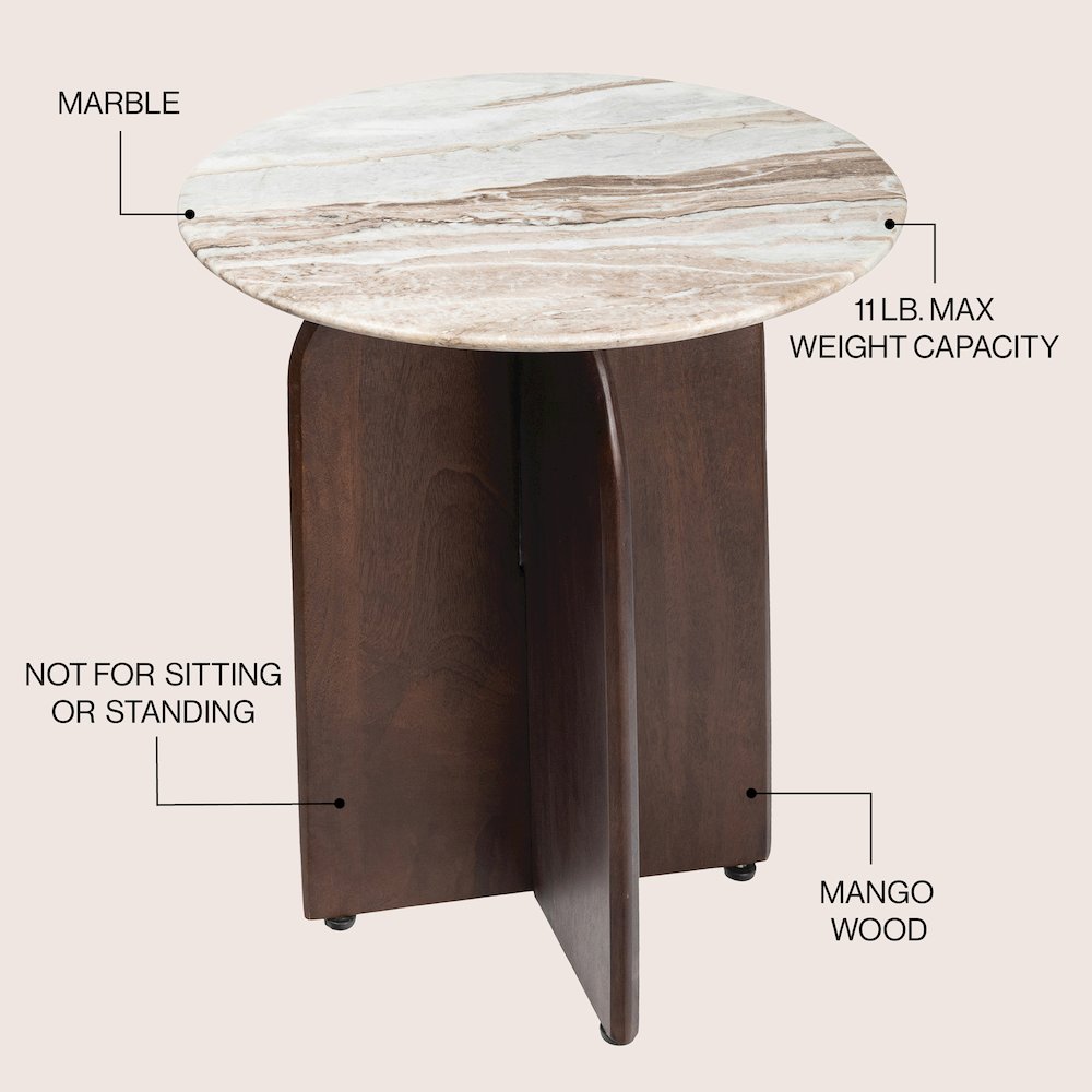 Naomi 18" Mid-Century Round End Table