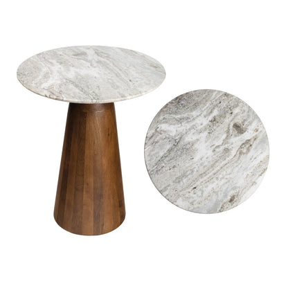 Kaito 18" Modern Round White Marble End Table