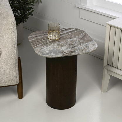 Milos 18" Modern Natural White Marble Square Top End Table