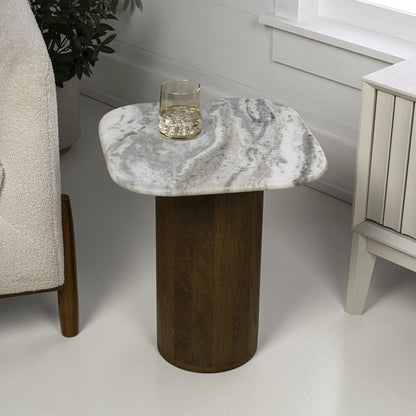 Milos 18" Modern Natural White Marble Square Top End Table