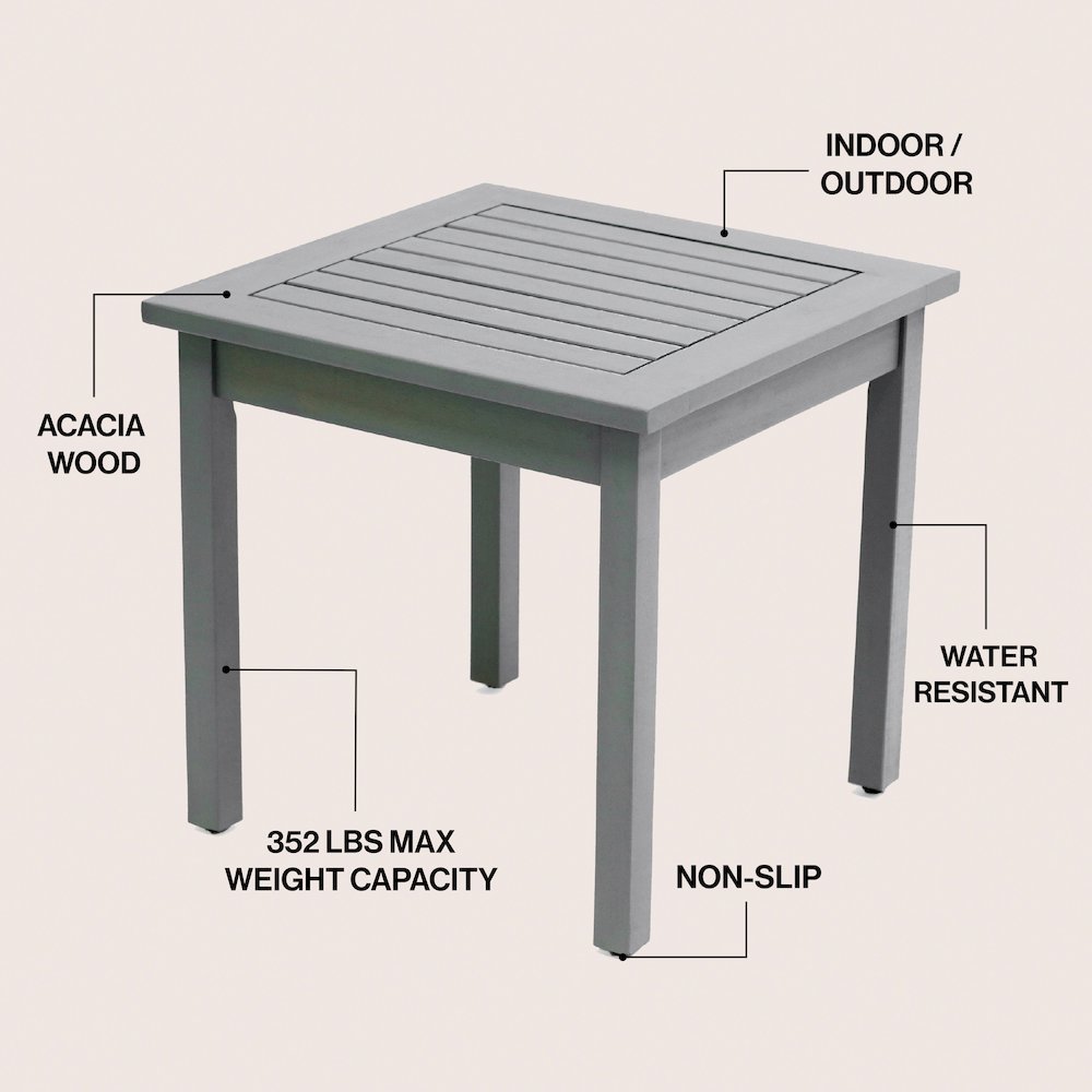 Archer 18" Modern Square Acacia Wood Outdoor Side Table
