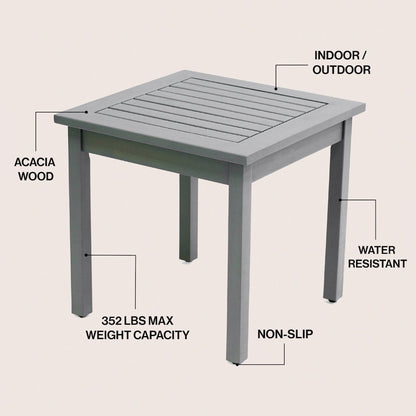 Archer 18" Modern Square Acacia Wood Outdoor Side Table