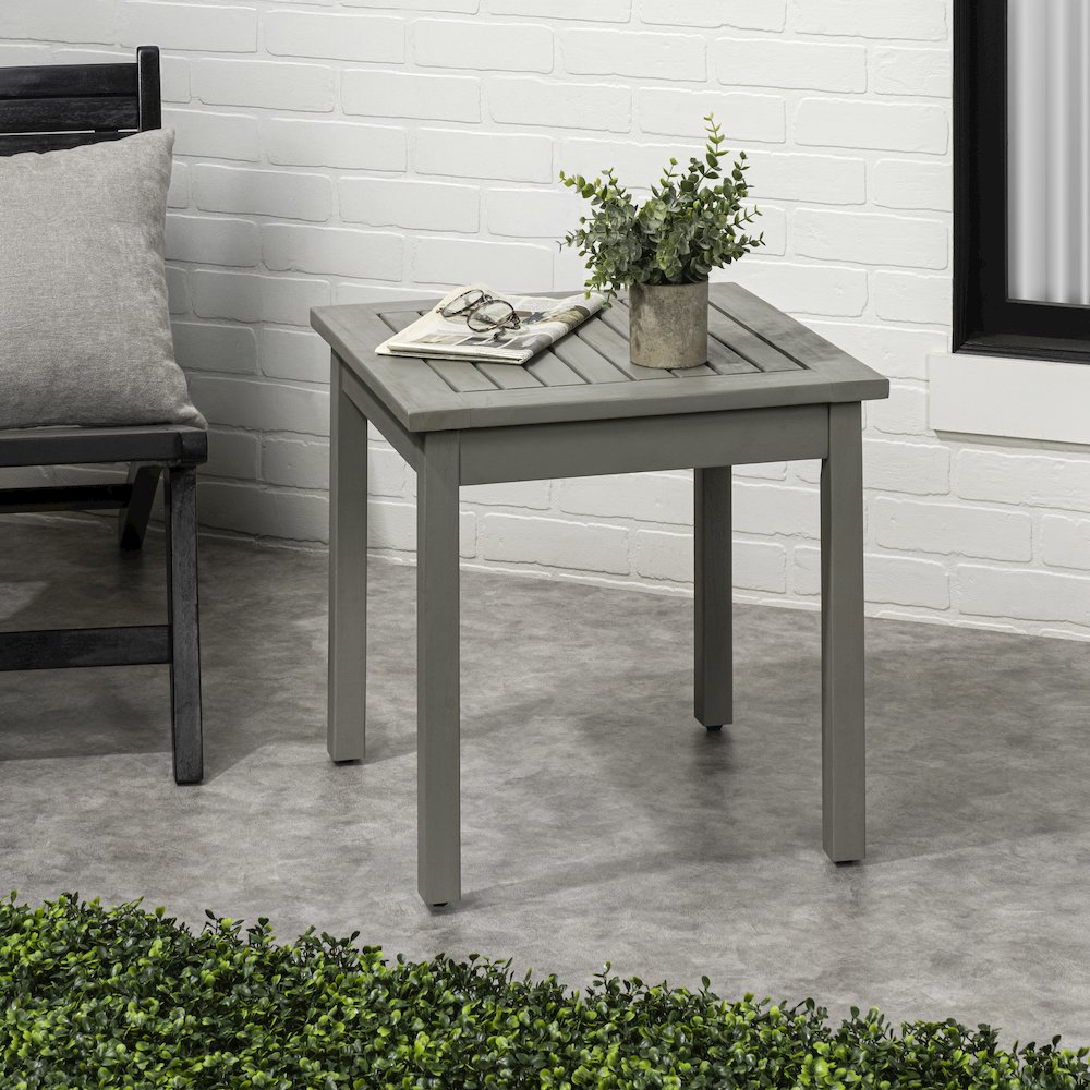 Archer 18" Modern Square Acacia Wood Outdoor Side Table