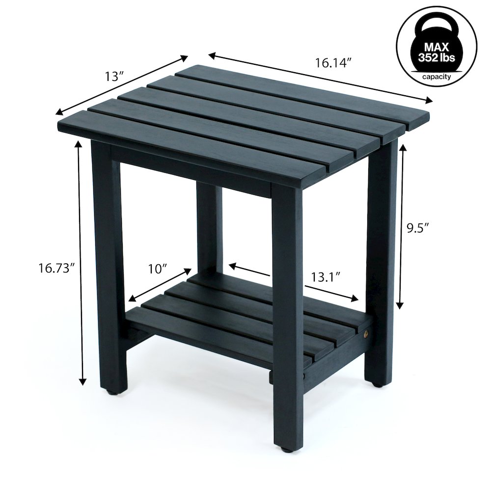 Kellie 16" Modern Black Acacia Wood Outdoor Side Table