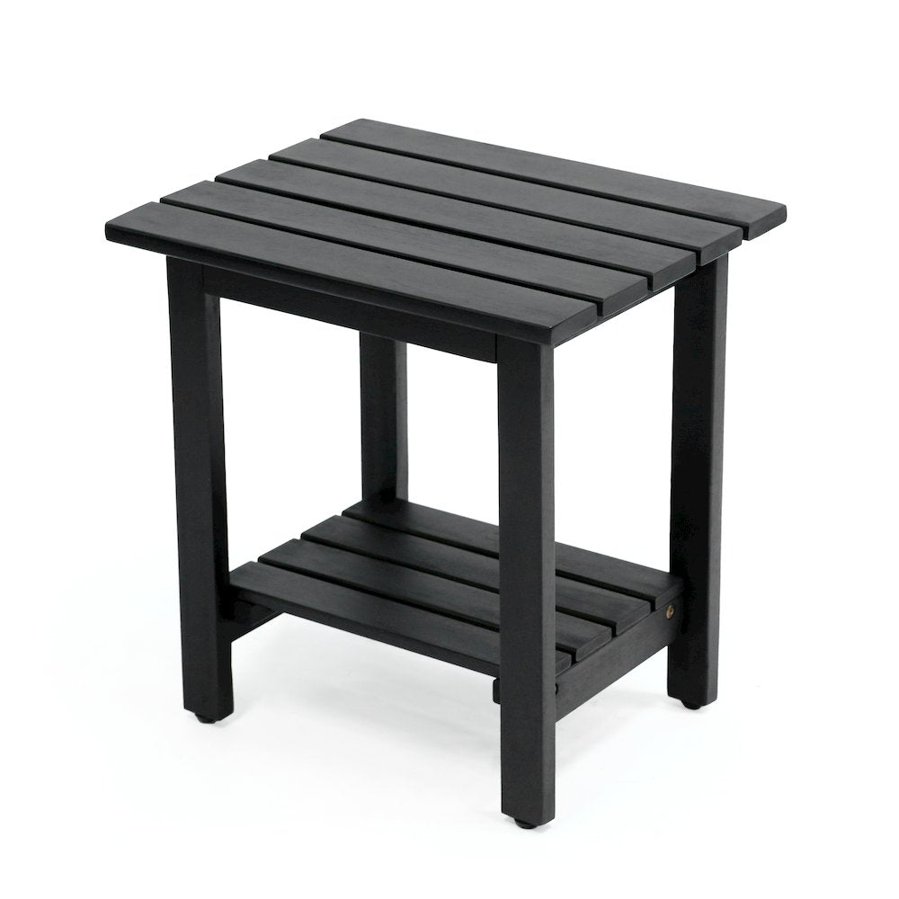 Kellie 16" Modern Black Acacia Wood Outdoor Side Table