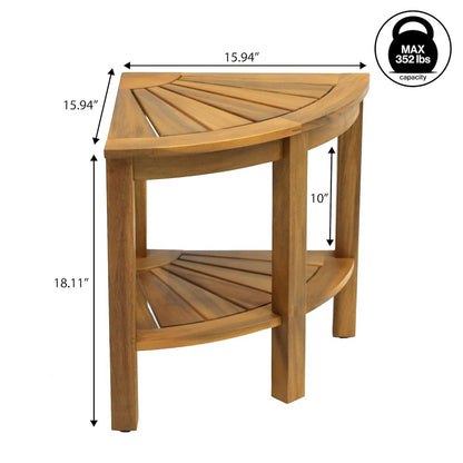 Maris Coastal 18" Natural Acacia Wood Corner Shower Stool