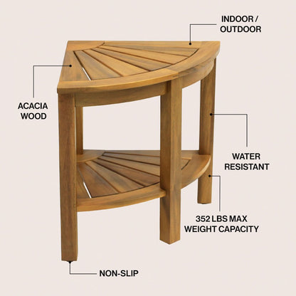 Maris Coastal 18" Natural Acacia Wood Corner Shower Stool