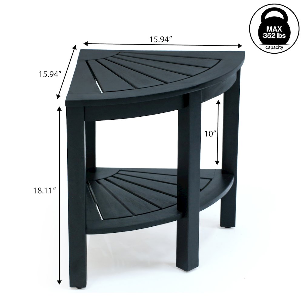 Maris Coastal 18" Black Acacia Wood Corner Shower Stool