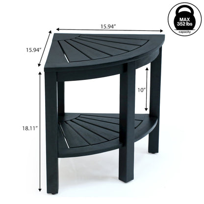 Maris Coastal 18" Black Acacia Wood Corner Shower Stool