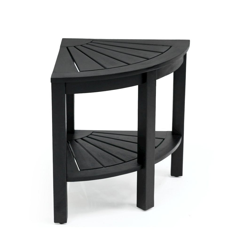 Maris Coastal 18" Black Acacia Wood Corner Shower Stool