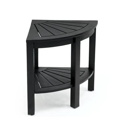 Maris Coastal 18" Black Acacia Wood Corner Shower Stool