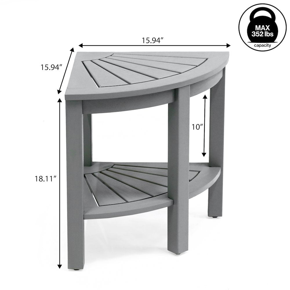 Maris Coastal 18" Gray Acacia Wood Corner Shower Stool