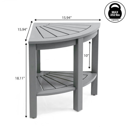 Maris Coastal 18" Gray Acacia Wood Corner Shower Stool