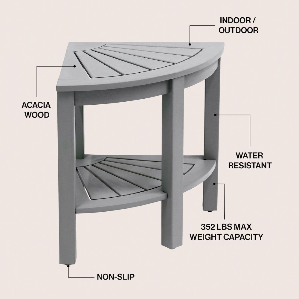 Maris Coastal 18" Gray Acacia Wood Corner Shower Stool
