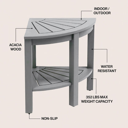 Maris Coastal 18" Gray Acacia Wood Corner Shower Stool