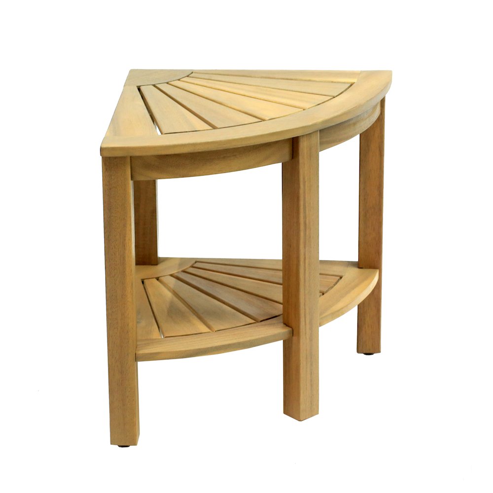 Maris Coastal 18" Light Teak Acacia Wood Corner Shower Stool