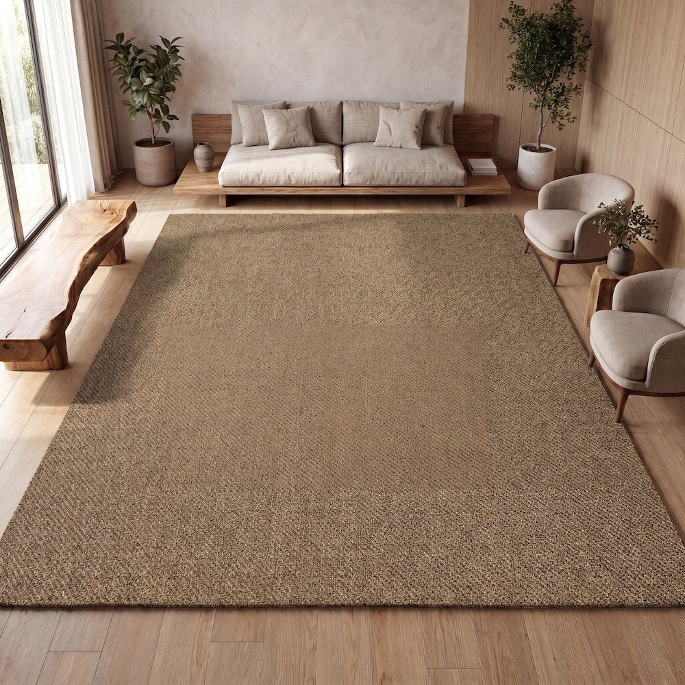 Solana Easy Jute Rustic Solid Color Natural Indoor/Outdoor Area