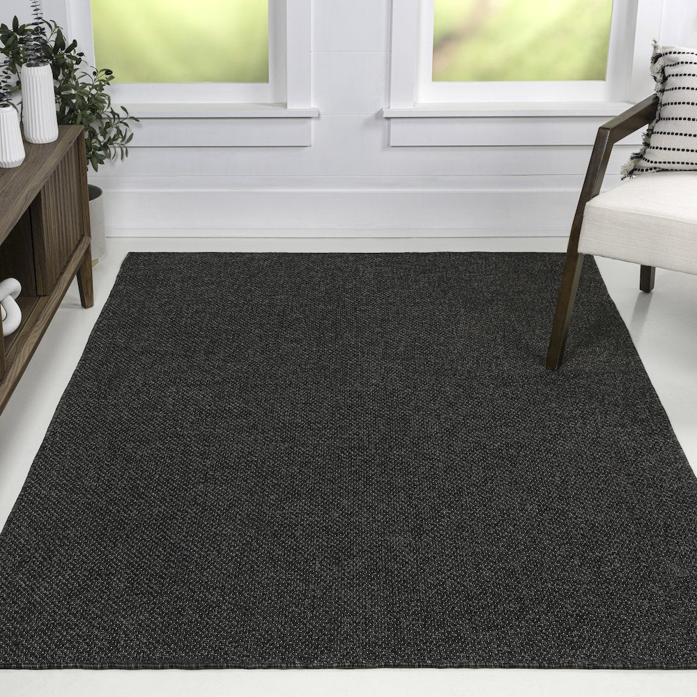 Solana Easy Jute Solid Color Dark Gray 3 ft. x 5 ft. Indoor/Outdoor Area Rug