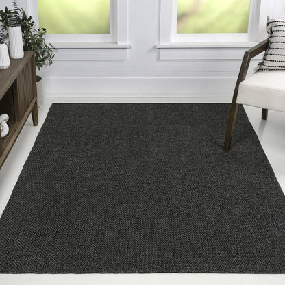 Solana Easy Jute Solid Color Dark Gray 3 ft. x 5 ft. Indoor/Outdoor Area Rug