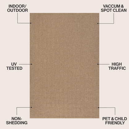 Rowena Easy Jute Herringbone Weave Beige 2 ft. x 8 ft. Indoor/Outdoor Runner Rug