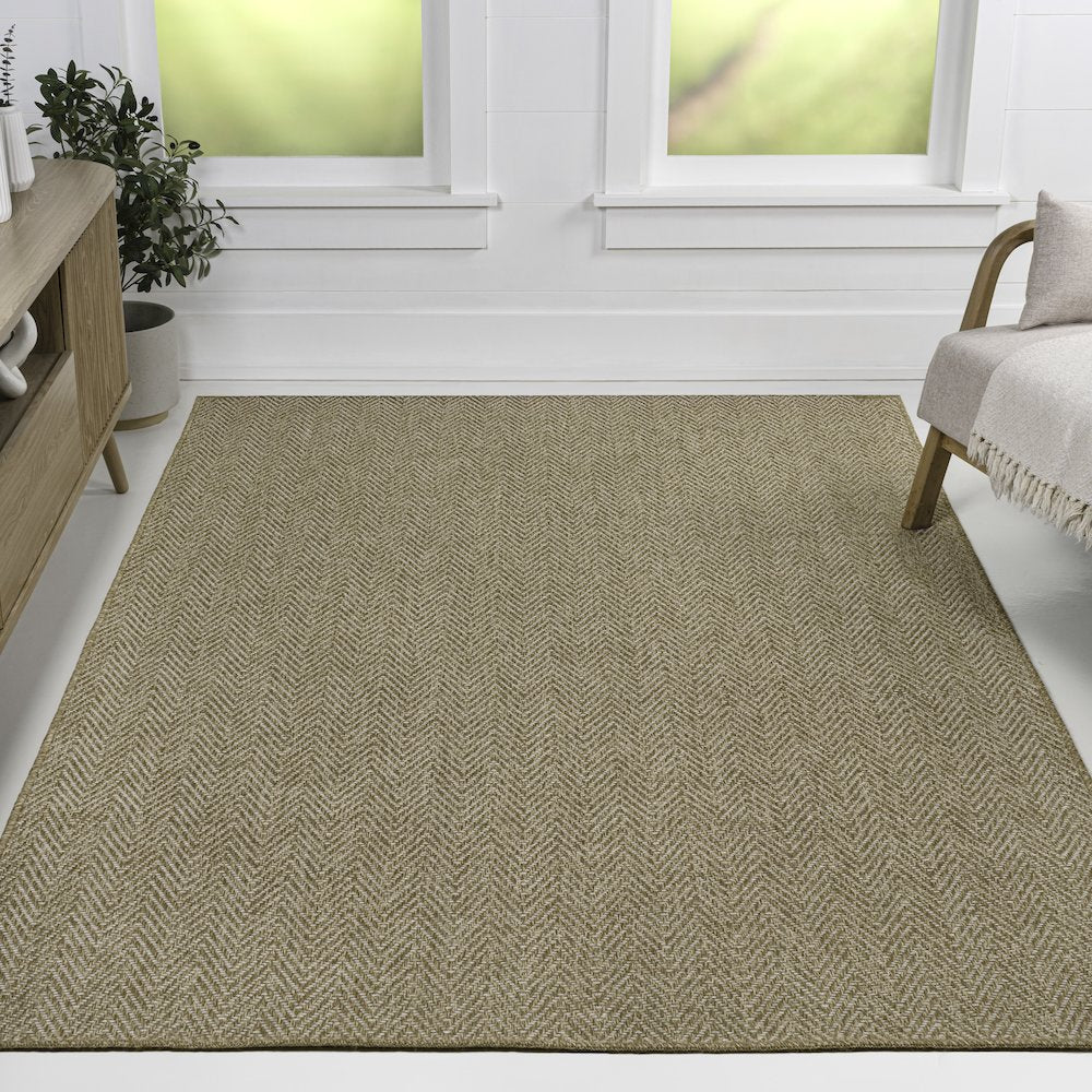 Rowena Easy Jute Herringbone Weave Beige 2 ft. x 8 ft. Indoor/Outdoor Runner Rug